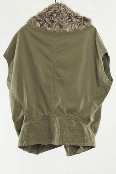Army Vest with Shearling Collar