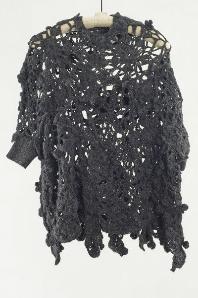 Charcoal Hand Crochet Pullover