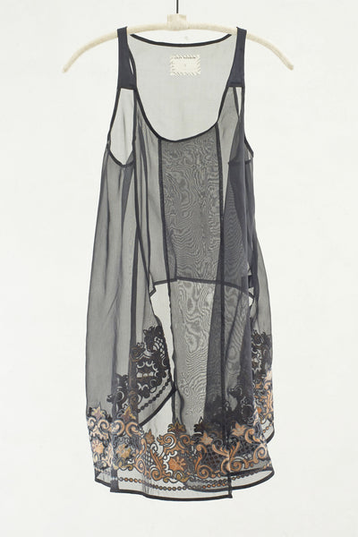 Black Embroidered Layer Top