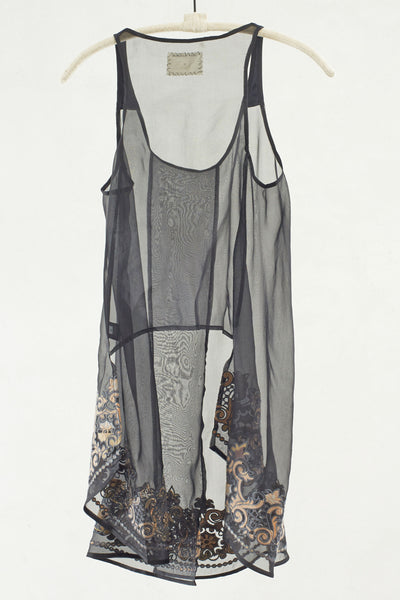 Black Embroidered Layer Top