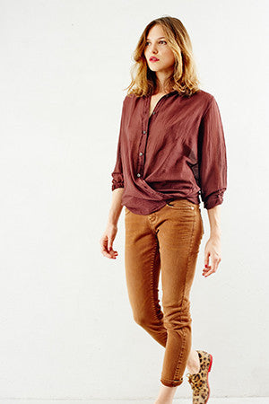 Wine Button Down Shirt