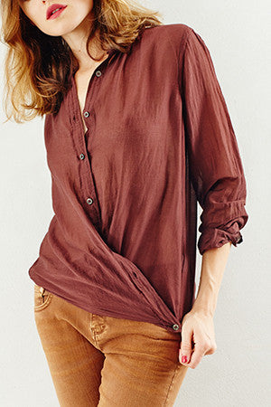 Wine Button Down Shirt