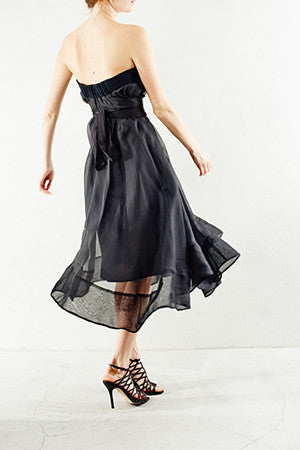 Black Strapless Tie Dress