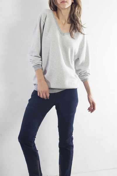 Light Grey V Neck Pullover