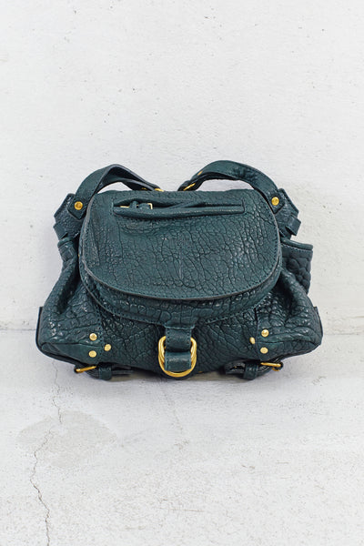 Green Lambskin Twee Mini Bubble Bag