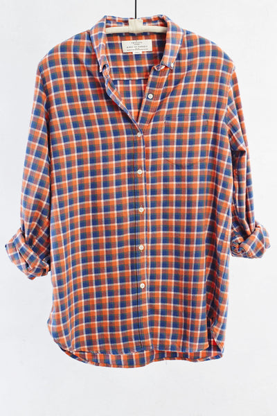 Orange and Blue Plaid Button Down Shirt