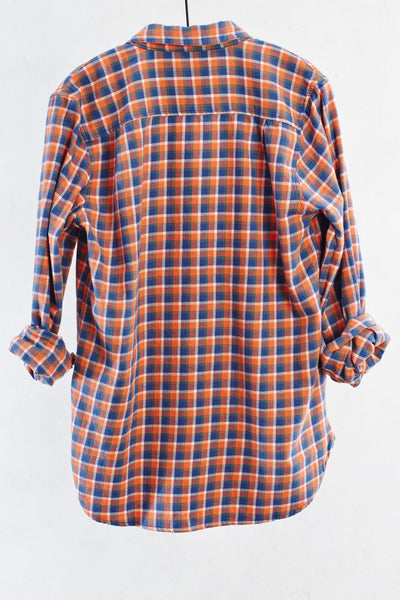 Orange and Blue Plaid Button Down Shirt