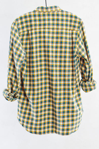 Teal and Yellow Plaid Button Down Shirt