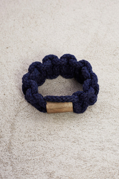 Navy Macrame Bangle