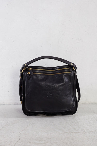 Black Double Zip Shoulder Bag