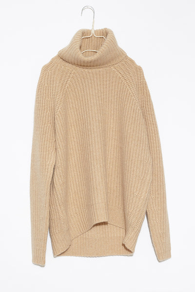 Camel Raglan Turtleneck