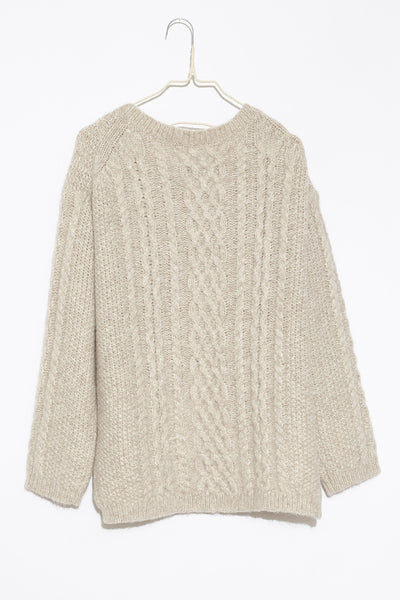 Wheat Aran Boyfriend Crewneck Sweater