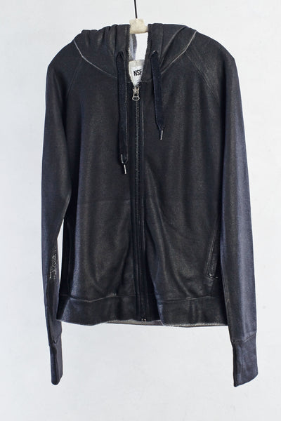 Black Leather Wash Roxie Hoodie
