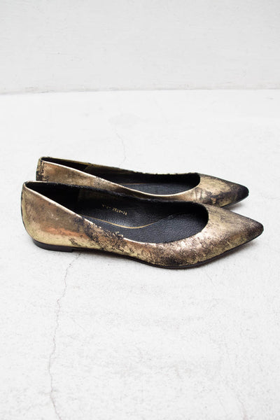 Gold Pony Lame Pointy Flat