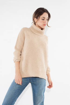 Camel Raglan Turtleneck