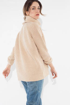 Camel Raglan Turtleneck