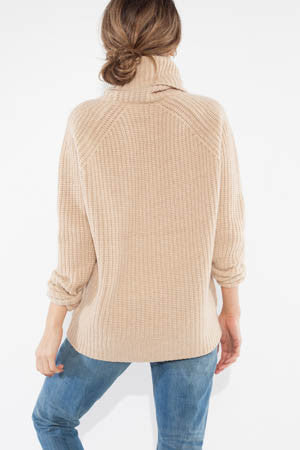 Camel Raglan Turtleneck