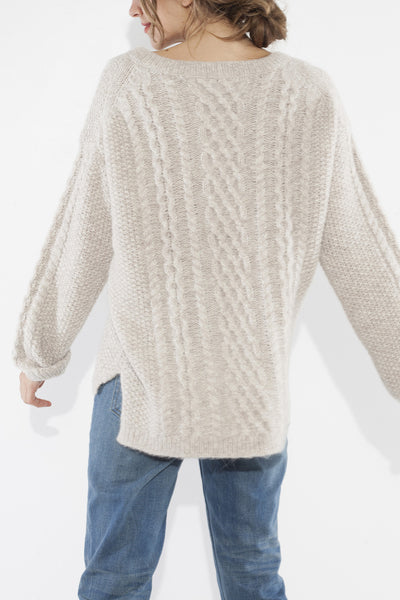 Wheat Aran Boyfriend Crewneck Sweater