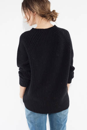 Black Raglan Ballet Neck Sweater