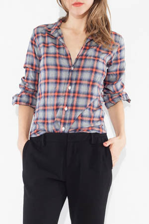 Orange and Navy Plaid Barry Shirt