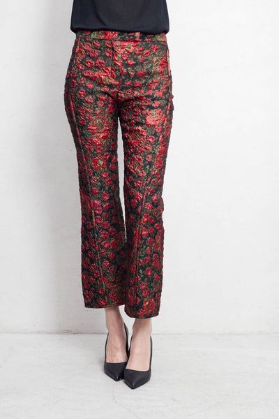 Red and Black Rose Brocade Pant