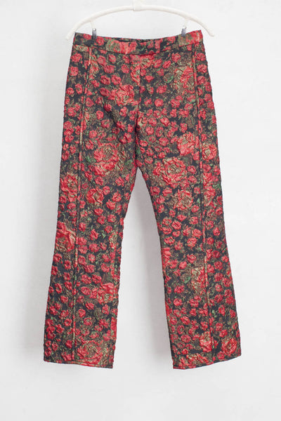 Red and Black Rose Brocade Pant