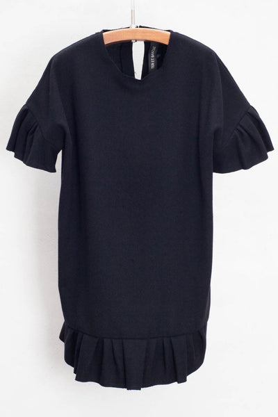 Black Pleated Sleeve Tunic Top