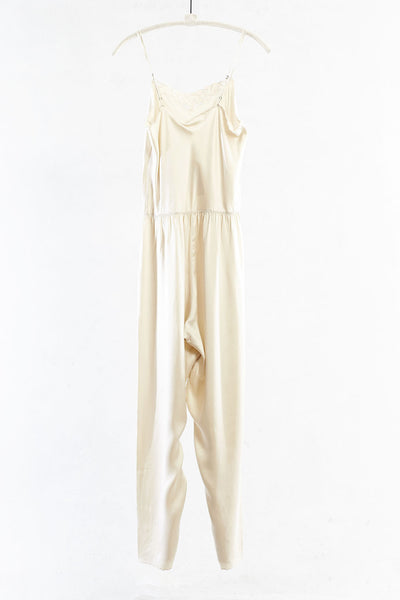 Ecru Theo Long Silk Romper