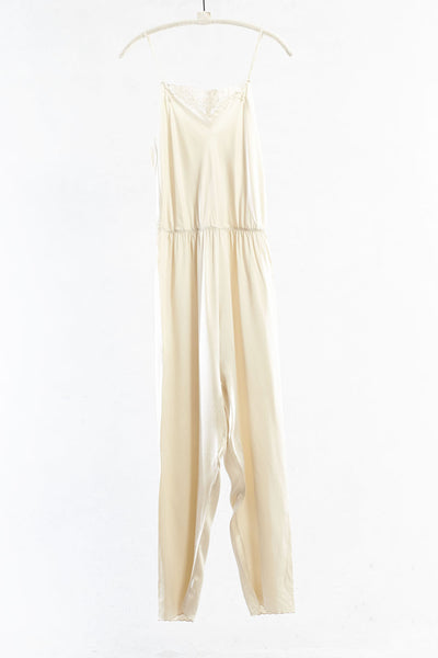 Ecru Theo Long Silk Romper