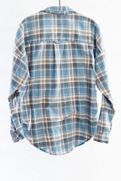 Blue and Brown Rhodes Plaid Top