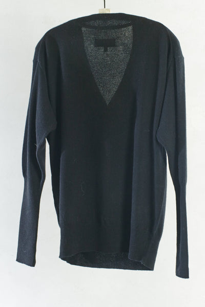 Black Cashmere Deep V-Neck Sweater