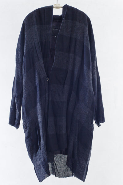 Charcoal Plaid Wool Coat