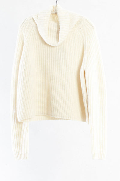 Cream Cropped Turtleneck Sweater