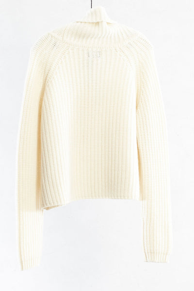 Cream Cropped Turtleneck Sweater