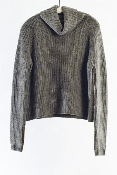 Olive Cropped Turtleneck Sweater