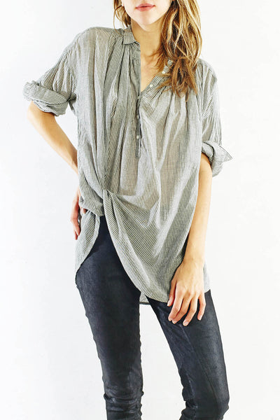 Black and Ivory Pin Stripe Normandy Shirt