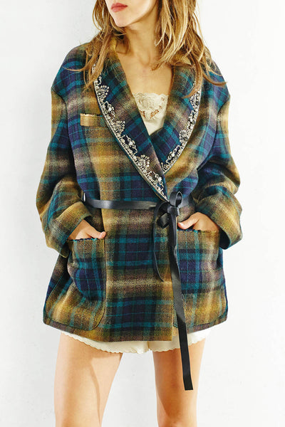 Embroidered Check Milroy Jacket