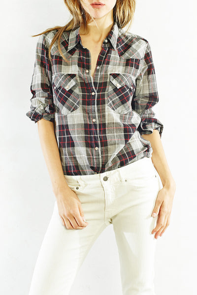 Black and Red Plaid Western Shirt