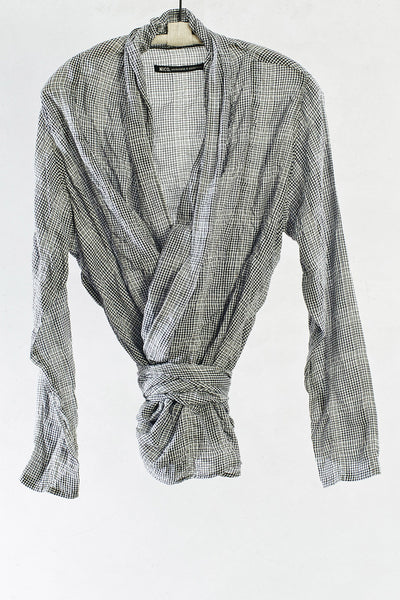 Black Check Wrap Top