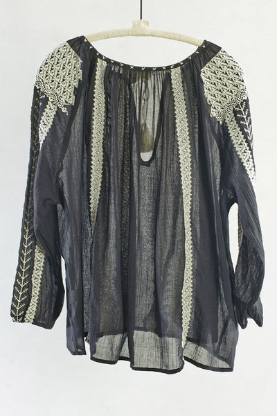 Black and Ivory Bohemian Blouse