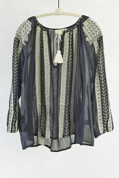 Black and Ivory Bohemian Blouse