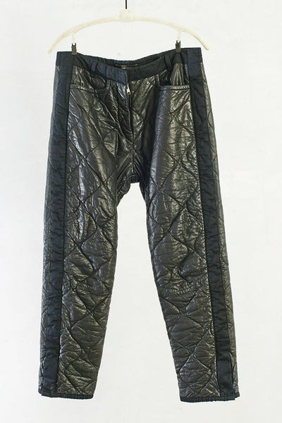 Black Quilted Washed Leather Calista Pant
