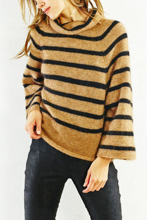 Dark Beige and Black Stripe Sweater