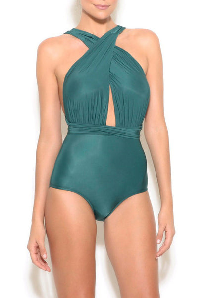 Forest Plunging Halter Maillot