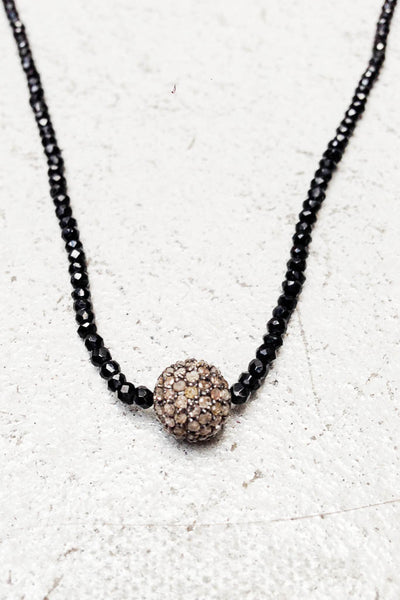 Black Spinel Gemstone Bead Necklace